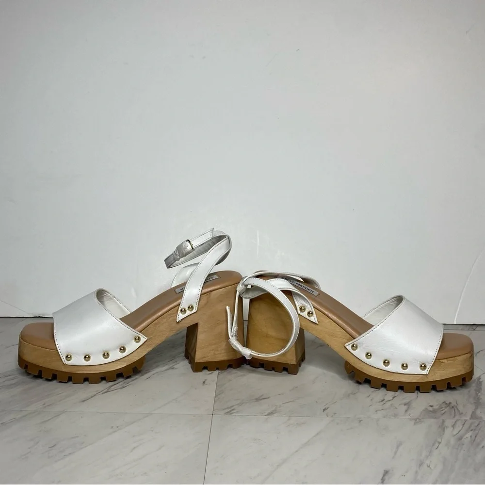 New! Steve Madden Ocala White Leather Platform Sandal 9.5 M